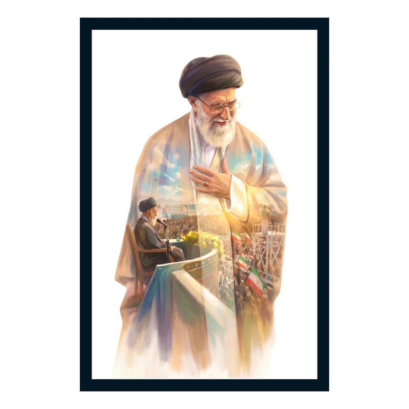 تابلو بکلیت طرح رهبر شهید حضرت آیت الله خامنه ای مدل B-S10616 فریم مشکی
