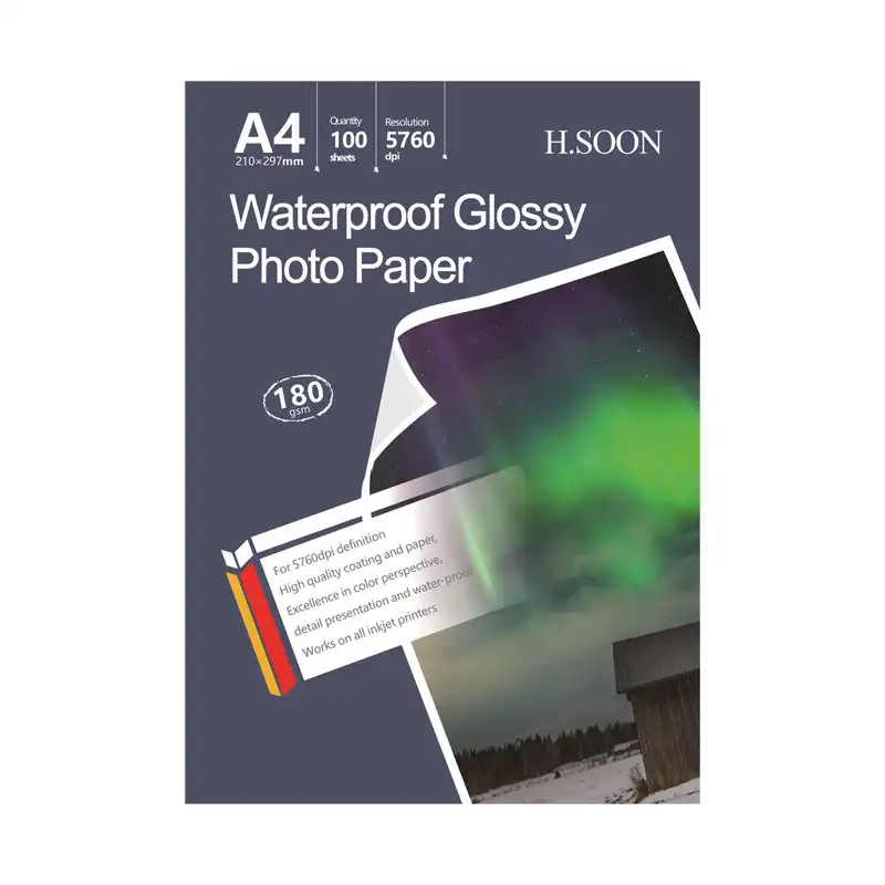 کاغذ چاپ عکس فتوگلاسه اچ.سون مدل 180GR سایز A4 بسته 100 عددی