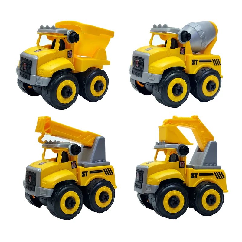 ماشین بازی مدل ساختنی راهسازی مجموعه 4 عددی