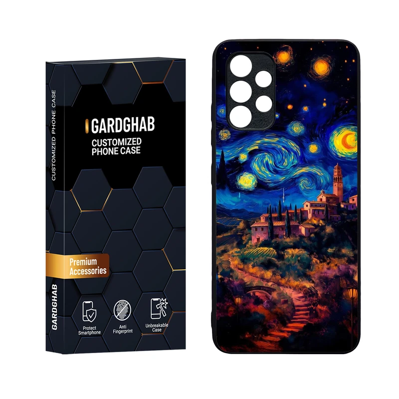 کاور گارد قاب مدل دورژله ای پشت گلس هنری مناسب برای گوشی موبایل سامسونگ Galaxy A32 4G