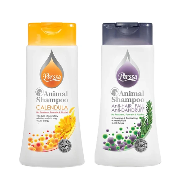 شامپو حیوانات پرسا مدل کالاندولا و ضدریزش مو 02 وزن 500 گرم مجموعه 2 عددی