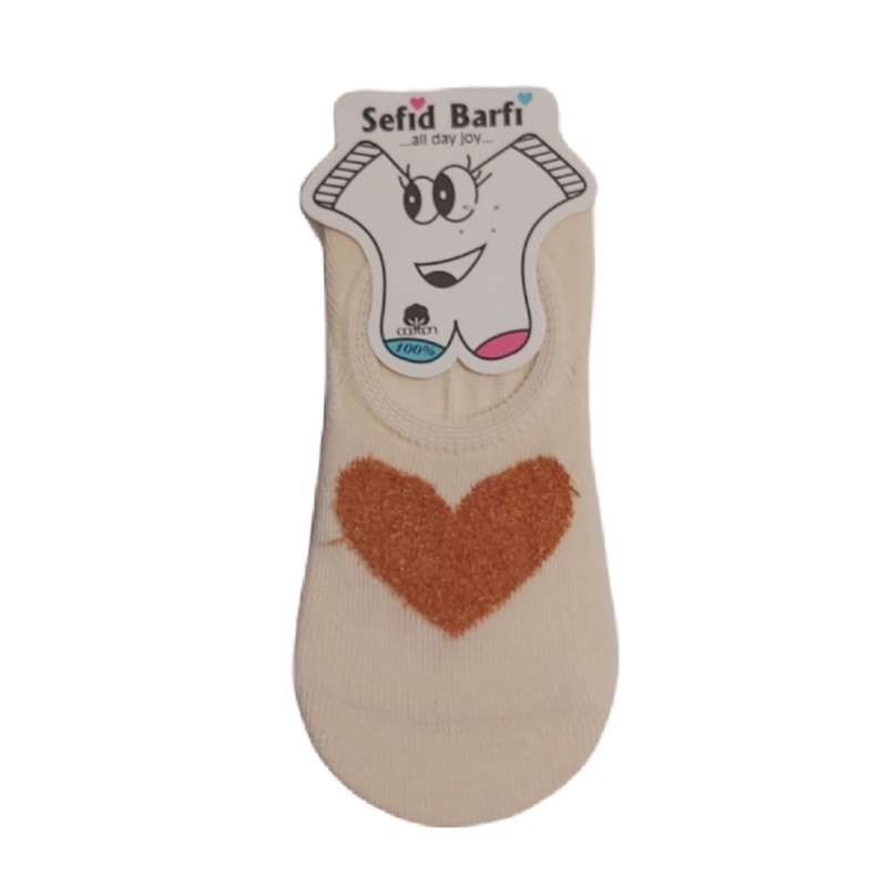 جوراب دخترانه سفید برفی مدل قلب
