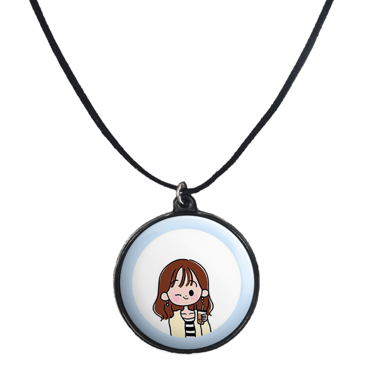 گردنبند پرمانه طرح دخترونه کد pmb.8466 مدل دو طرفه