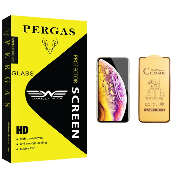 محافظ صفحه نمایش سرامیکی وایلی نایس مدل Pergas Glass مناسب برای گوشی موبایل اپل iPhone XS