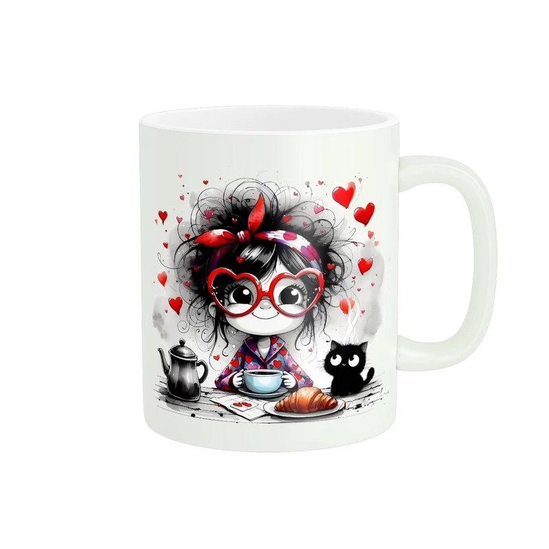 ماگ طرح انیمه ی دختر و قلب کد 1581