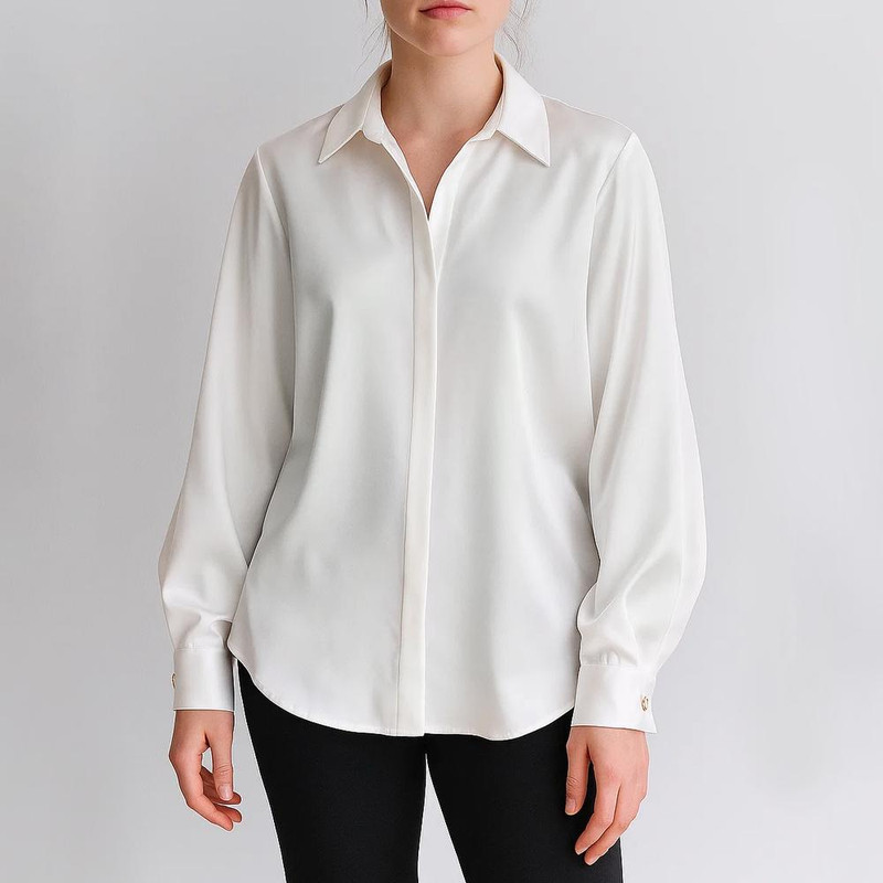 شومیز آستین بلند زنانه مدل بیسیک کرپ کد AK1174