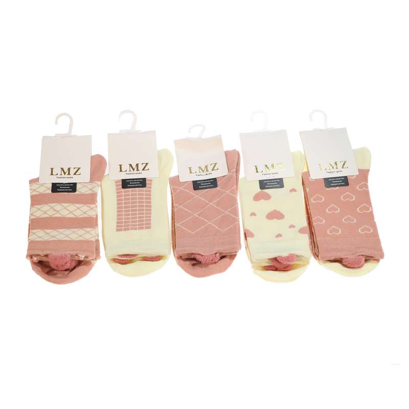 جوراب دخترانه مدل فانتزی گوش دار کد 01019 - بسته 5 عددی