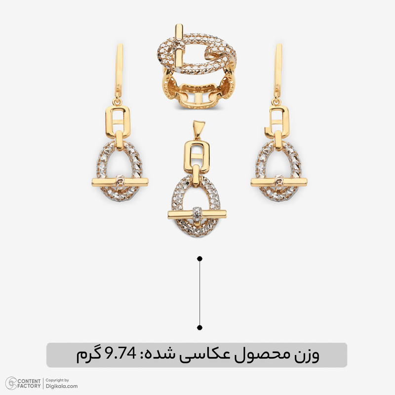 نیم ست طلا کم اجرت 18 عیار زنانه گالری طلا و جواهر هانی مدل amg2327