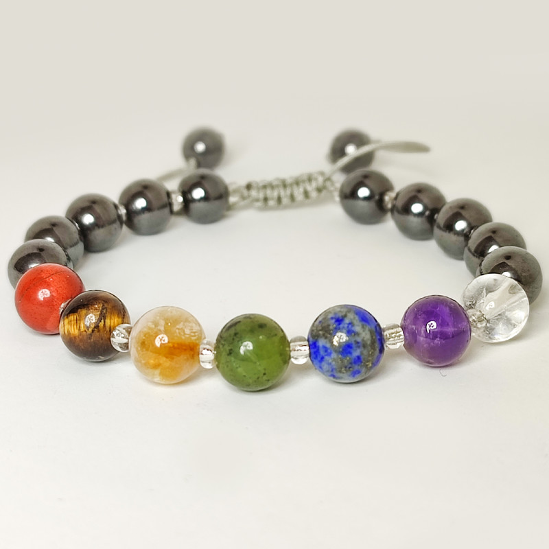 دستبند زنانه مدل هفت چاکرا سنگ طبیعی