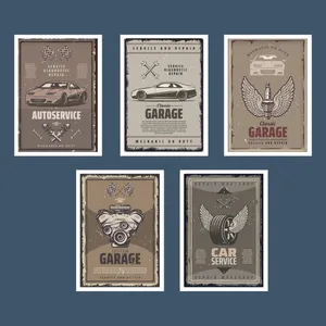 تابلو مدل ماشین و گاراژ کلاسیک کد LA-G5004 مجموعه 5 عددی