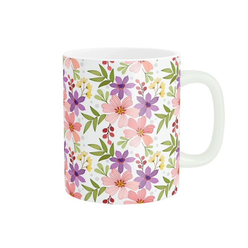 ماگ پاد آفرین مدل گل های رنگارنگ و مینیمال 3 کد MD-O10