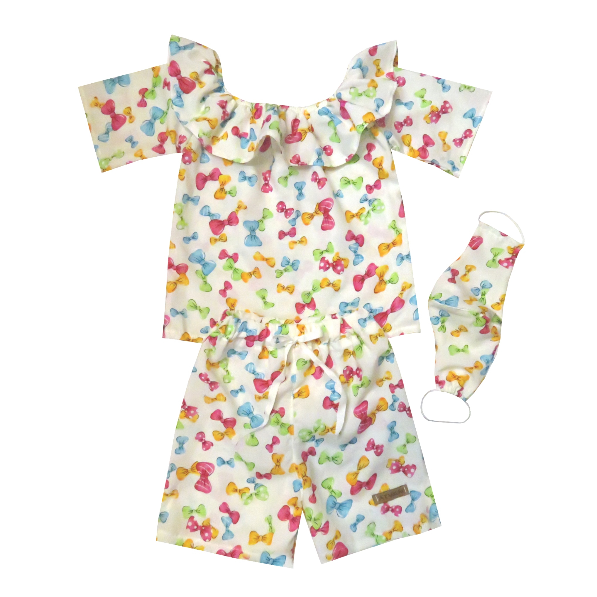 ست 3 تکه لباس دخترانه مدل پاپیونی