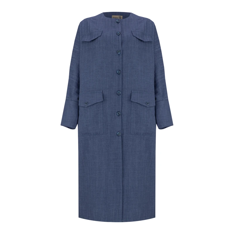 مانتو زنانه السانا مدل مهرنوش کد 216305 رنگ آبی نفتی