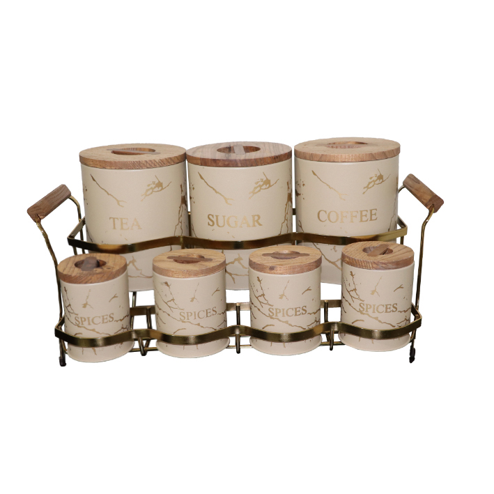 ست جای ادویه 8 پارچه بی.وی.کی مدل Marble کد 415592_ B