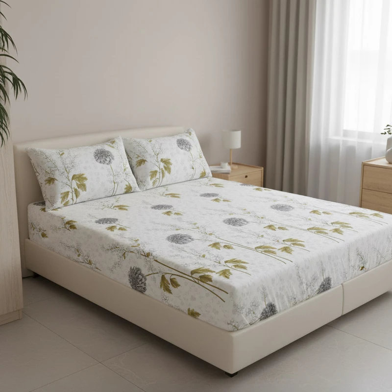 سرویس ملحفه 2 نفر 3 تکه آدنو مدل گل داوودی کد IR212