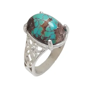 انگشتر نقره زنانه مدل نگین فیروزه نیشابوری  کد 93