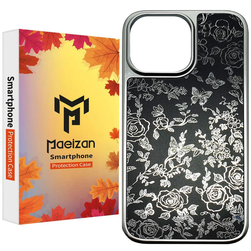 کاور پاییزان مدل Dark Flowers طرح لاکچری مناسب برای گوشی موبایل اپل IPhone 16 Pro Max