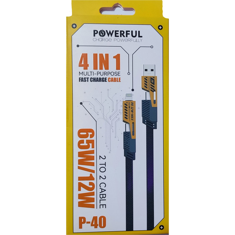 کابل تبدیل USB/USB-C به لایتنینگ/USB-C پاور فول مدل 4in1 طول 1.2 متر
