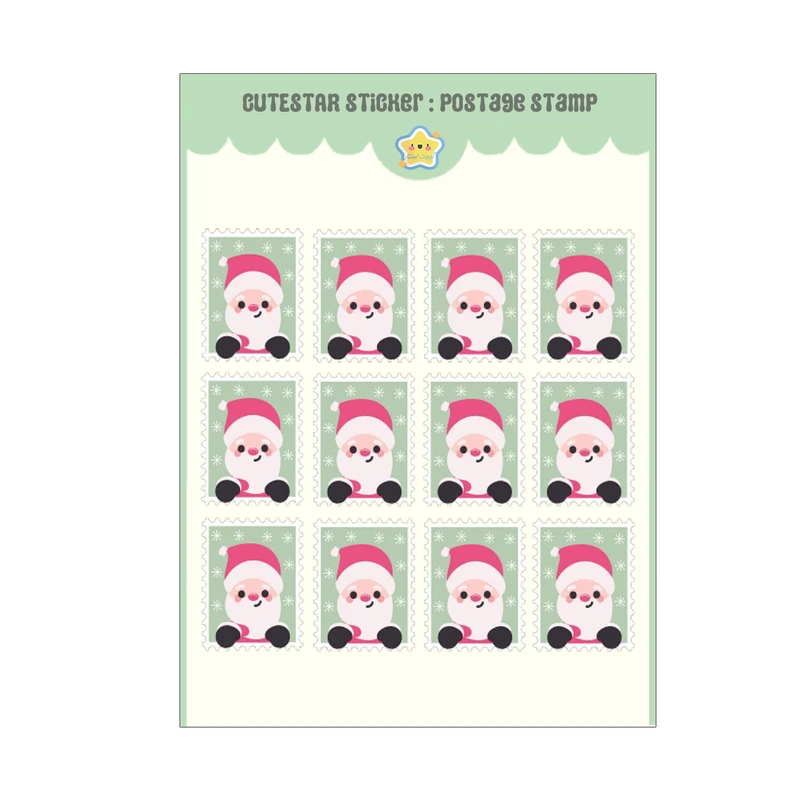 برچسب کیوت استار مدل تمبر فانتزی طرح بابانوئل