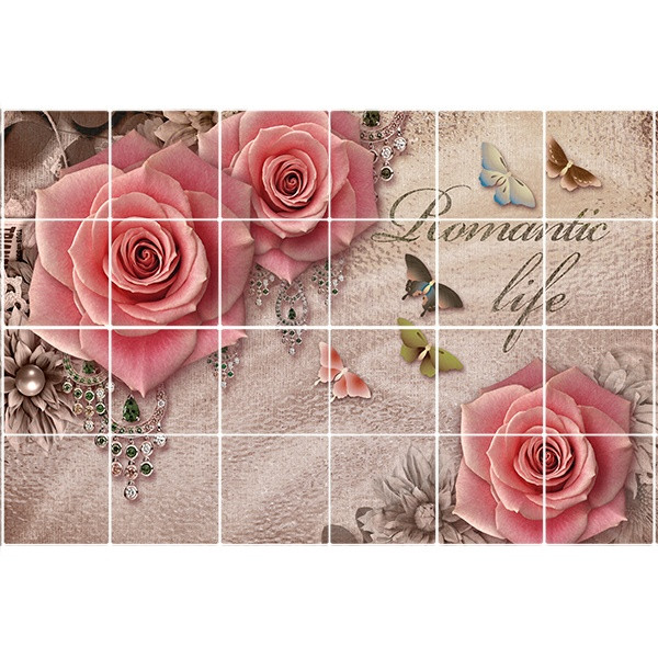 تایل سقفی آسمان مجازی طرح گل و پروانه کد 3D1478-24 سایز 60x60 سانتی متر مجموعه 24 عددی