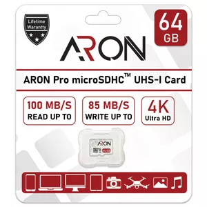 کارت حافظه microSDHC آرون مدل Pro کلاس 10 استاندارد UHS-I سرعت 100MBps ظرفیت 64 گیگابایت