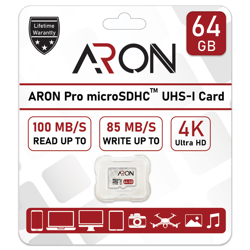 کارت حافظه SDHC آرون مدل Ultra کلاس 10 استاندارد UHS-I سرعت 100MBps ظرفیت 64 گیگابایت