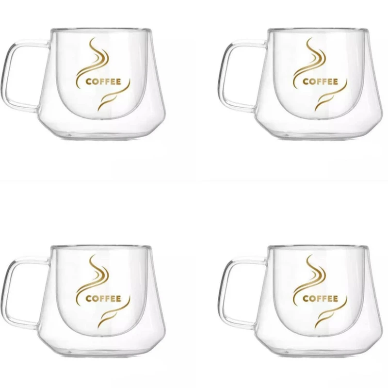 لیوان مدل دوجداره کافی کد C250 بسته 4 عددی