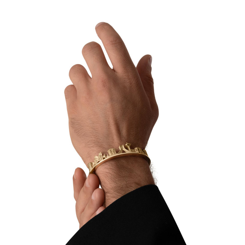دستبند طلا 18 عیار مردانه تاج مدل ایران
