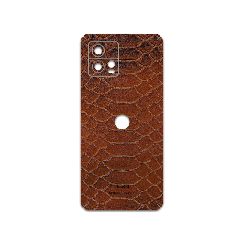 برچسب پوششی ماهوت مدل Brown-Snake-Leather مناسب برای گوشی موبایل موتورولا Moto G72