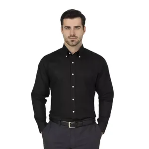 پیراهن آستین بلند یقه برگردان مردانه آریوان مدل کج راه یقه دکمه دار کد FS231