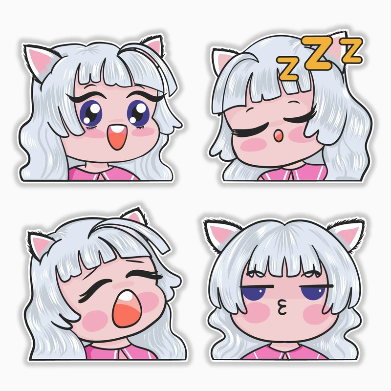 استیکر لپ تاپ و موبایل بووم طرح دختر کاوایی2 کد MM93 مجموعه 4 عددی