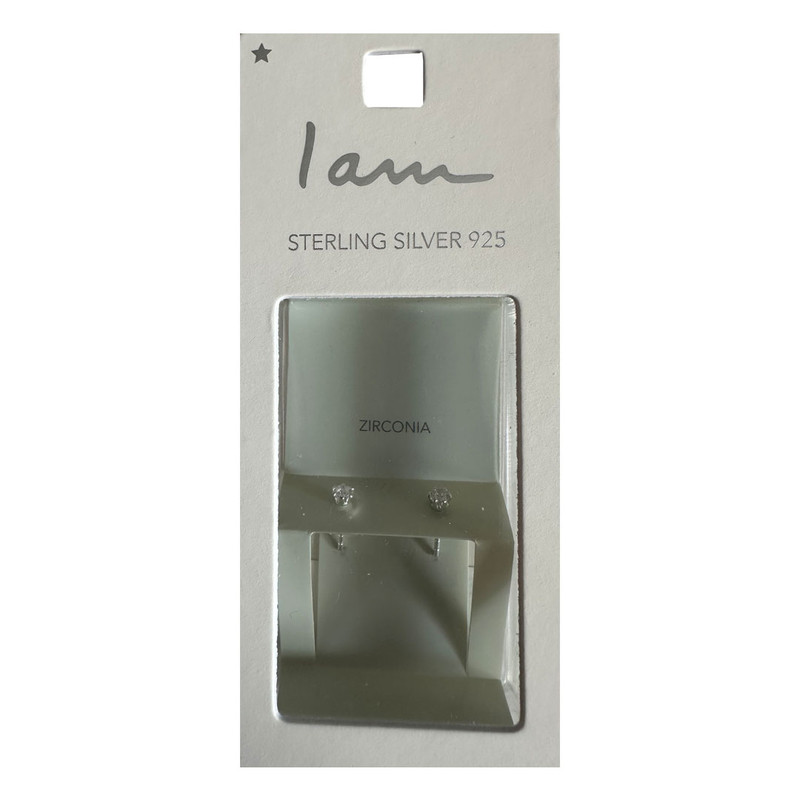 گوشواره نقره زنانه آی ام مدل تک نگین کد 4890