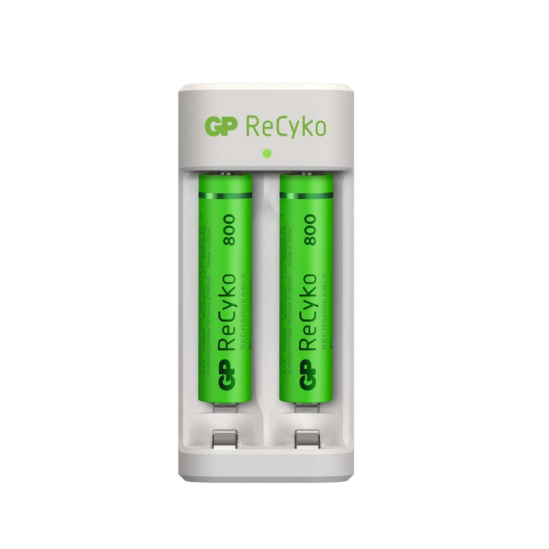  شارژر باتری جی پی مدل E211 به همراه دو عدد باتری قابل شارژ