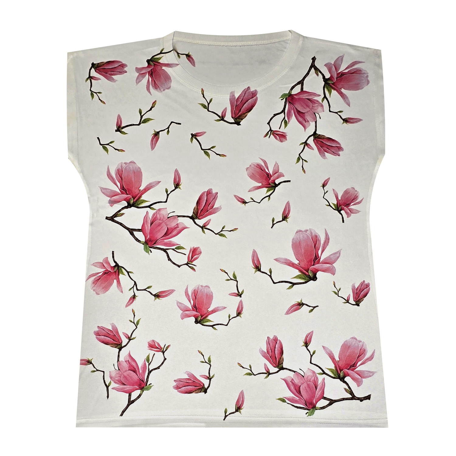 تی-شرت آستین تا روی شانه زنانه مدل گل کد st