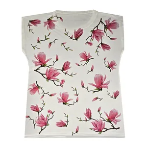 تی‌شرت آستین تا روی شانه زنانه مدل گل کد ST