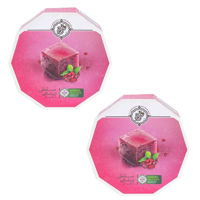 مسقطی زرشکی با انار حبه ای حلوا مسقطی لاری ترنج - 225 گرم مجموعه 2 عددی