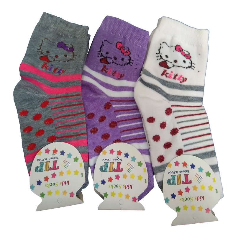 جوراب دخترانه تابش ایران پود کد 0067 مجموعه 3 عددی