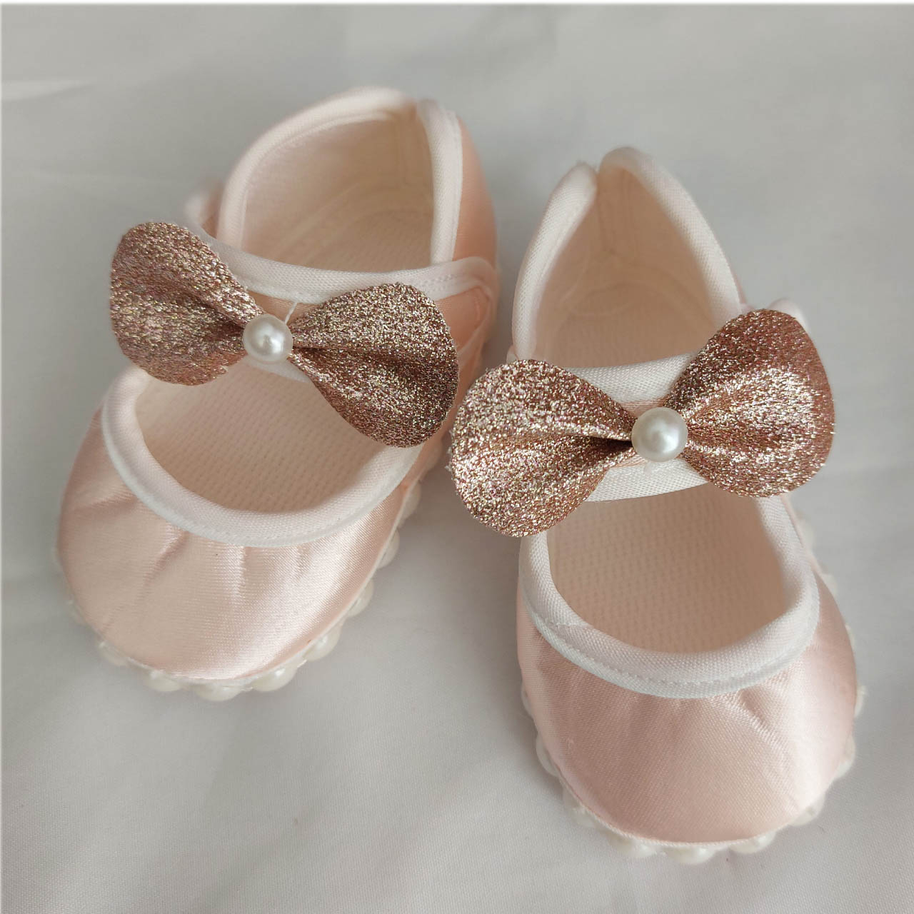 پاپوش نوزادی مدل پاپیون کد 29 رنگ صورتی