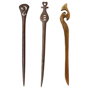 گیره مو زنانه مدل چوبی وایک بسته سه عددی