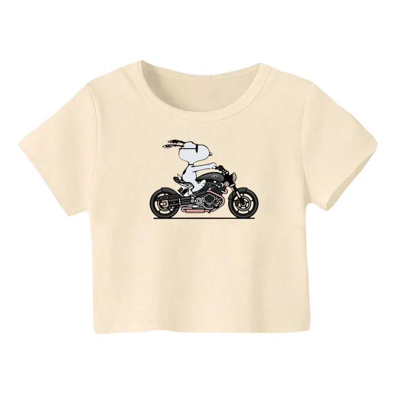 کراپ‌ تی‌شرت آستین کوتاه زنانه مدل اسنوپی کد 14