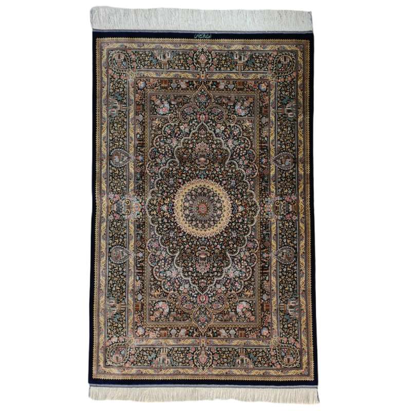 فرش دستباف یک و نیم متری قم طرح ترنجی کد 1518 