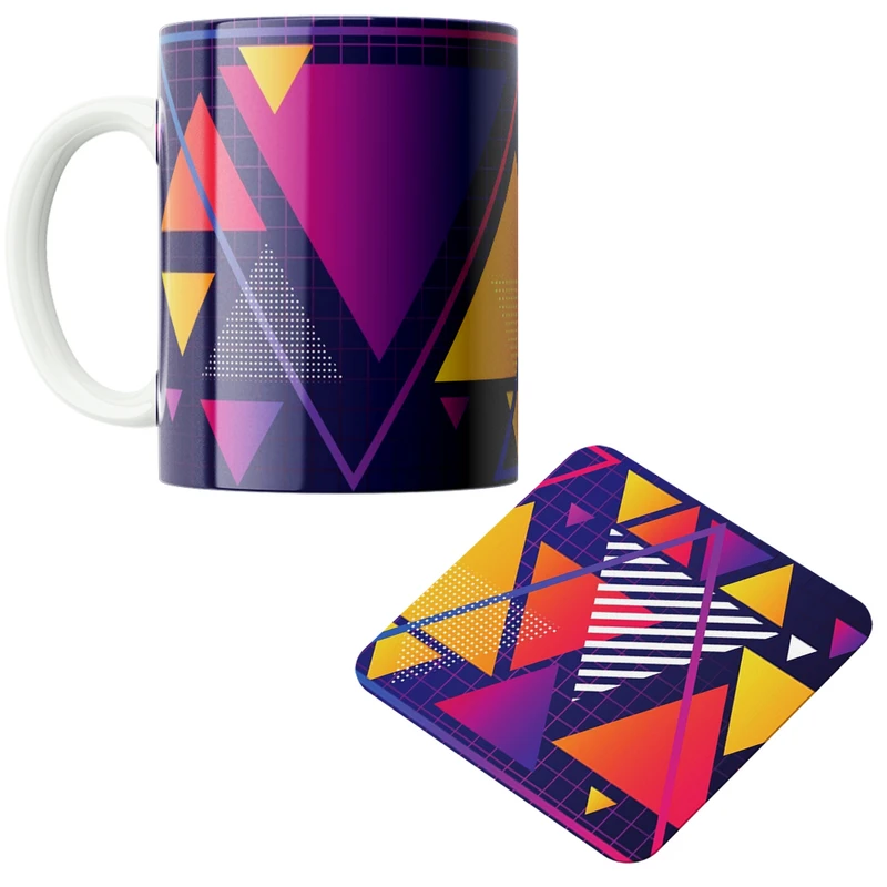 ماگ مدل مثلث ها کد DKC425 به همراه زیر لیوانی