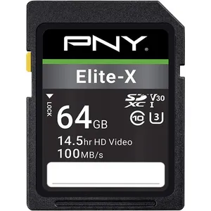 کارت حافظه SDXC پی ان وای مدل Elite-X کلاس 10 استاندارد UHS-I U3 سرعت 100MBs ظرفیت 64 گیگابایت