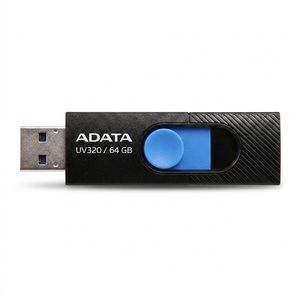 فلش مموری USB 3.2 ای‌دیتا مدل UV320 ظرفیت 64 گیگابایت با طراحی کشویی بدون درپوش و محل اتصال بند