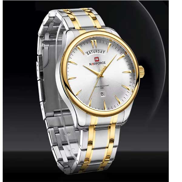 ساعت مچی عقربه‌ای مردانه  کوارتز نیوی فورس مدل NF9213 G/W