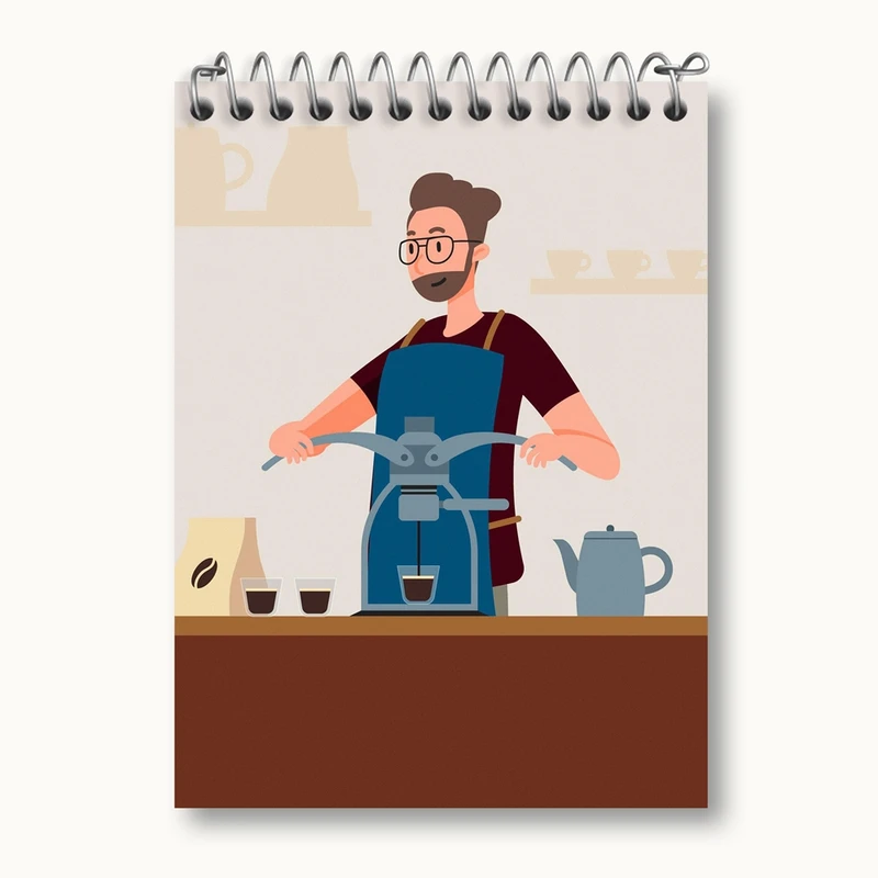 دفتر یادداشت 50 برگ خندالو مدل باریستا کافه چی کد 28133