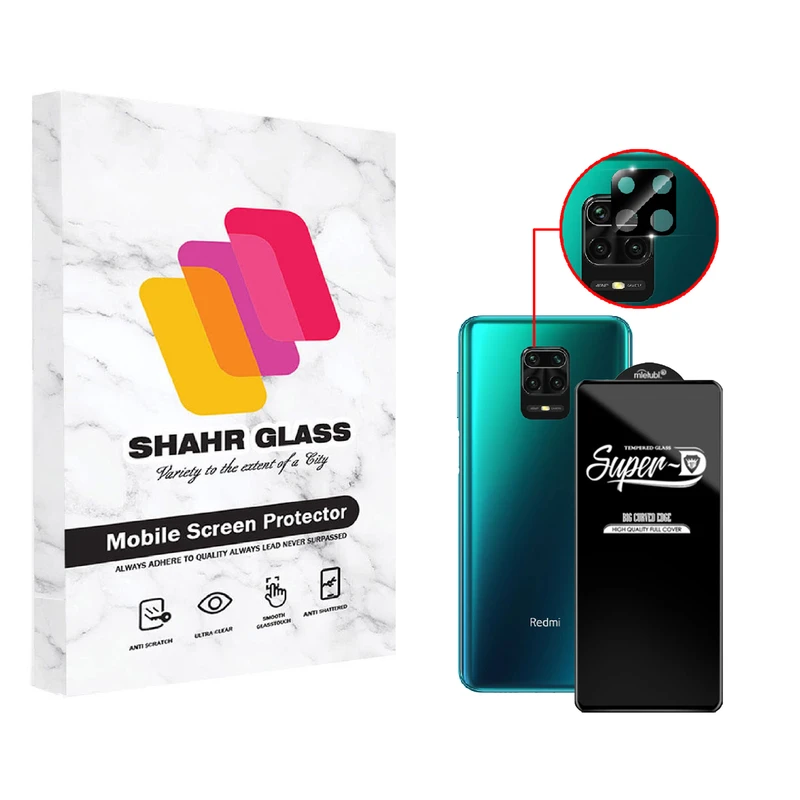 محافظ لنز دوربین شهر گلس مدل 2SFA مناسب برای گوشی موبایل شیائومی Redmi Note 9S به همراه محافظ صفحه نمایش