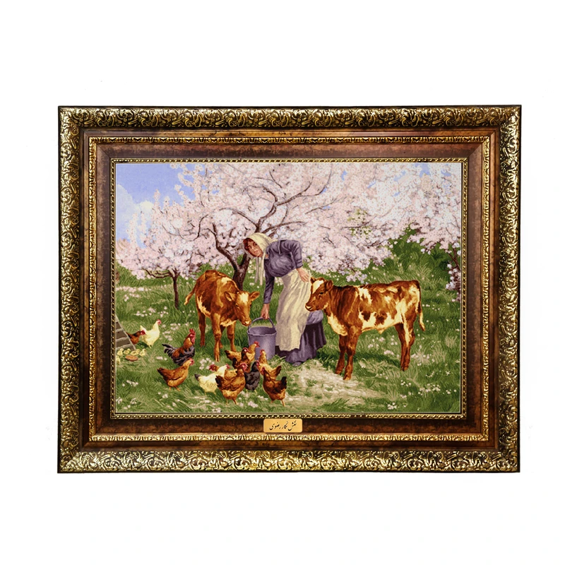 تابلو فرش ماشینی نقش نگار رضوی طرح مزرعه کد 1084H