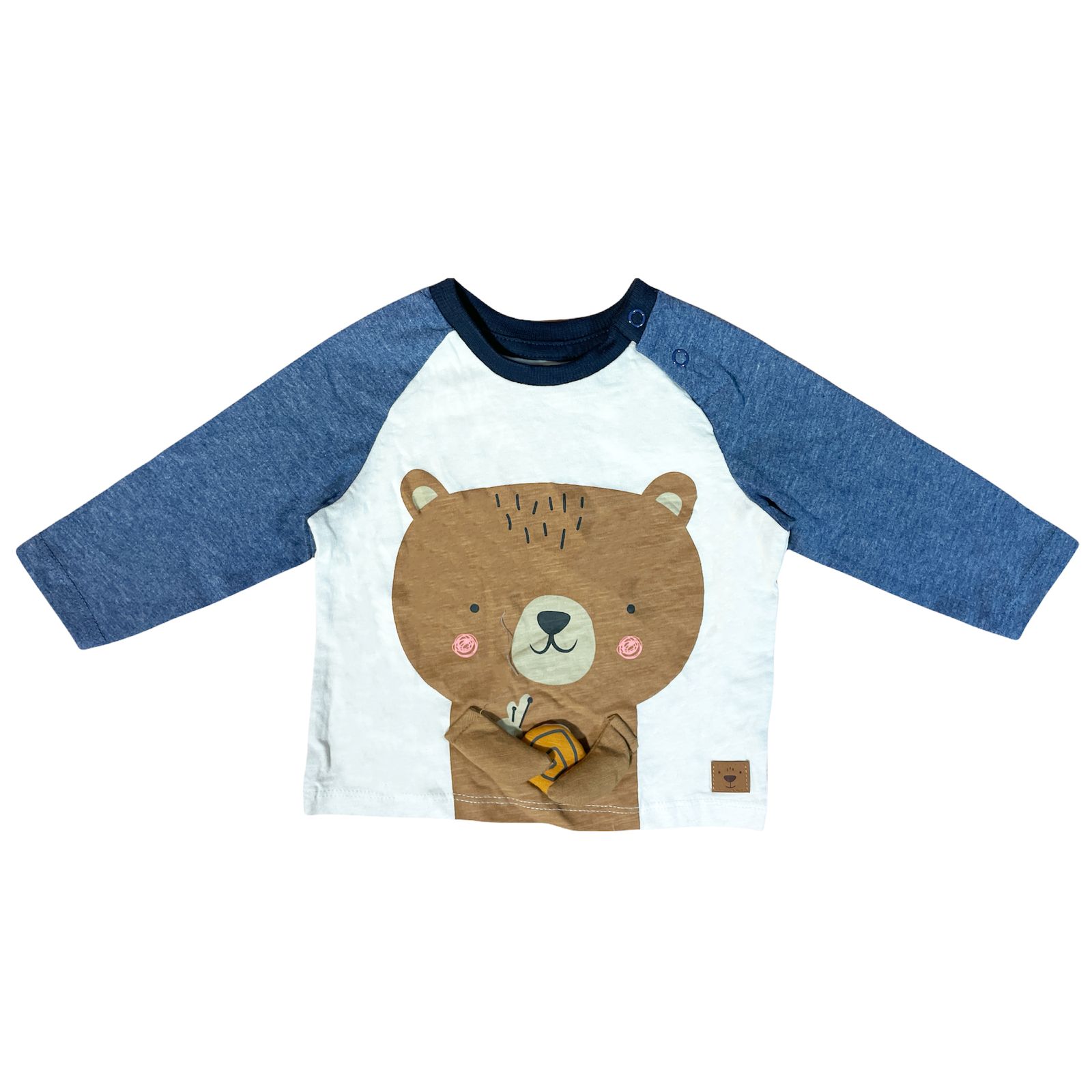 تی شرت آستین بلند نوزادی توپومینی مدل 252 خرس مهربون