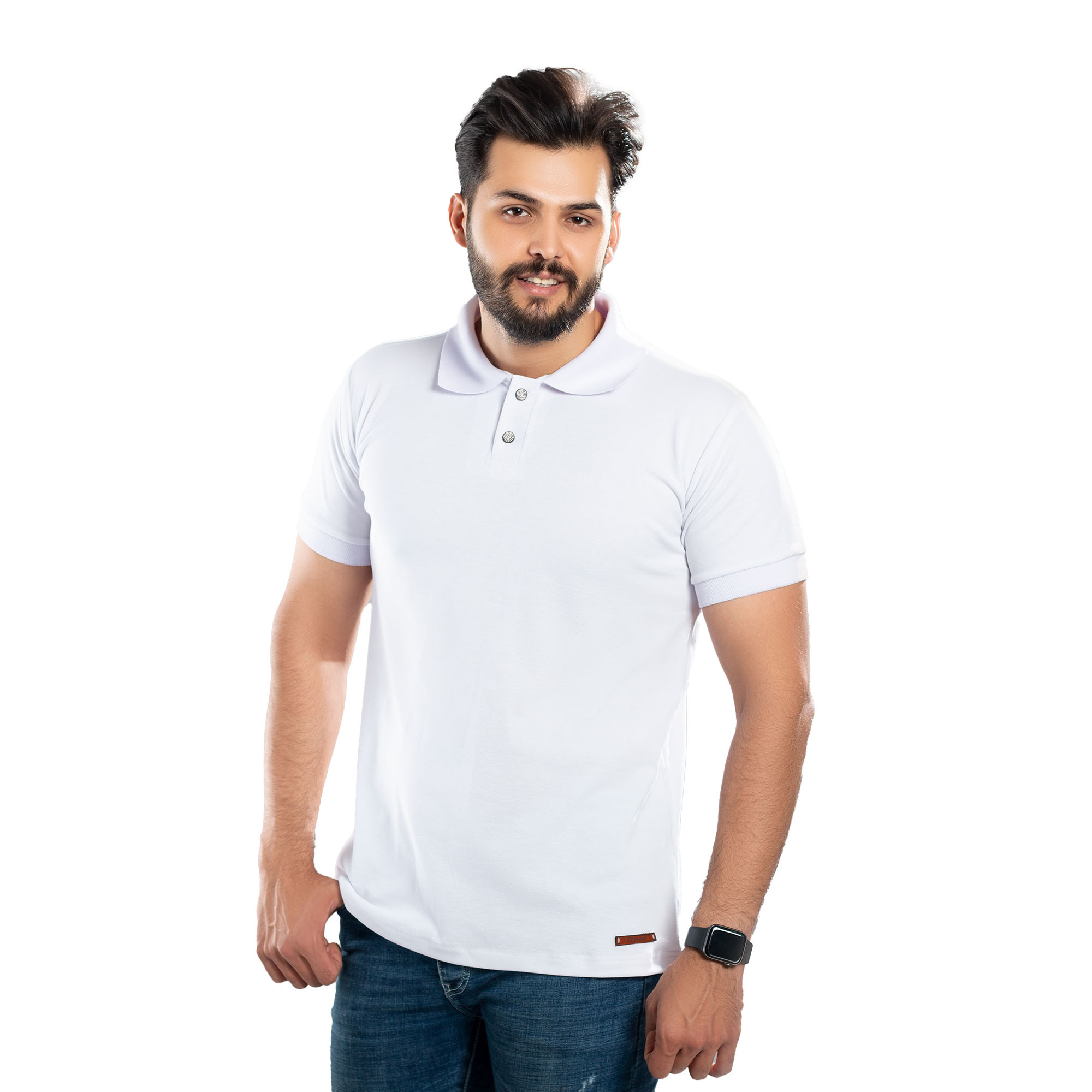 پولوشرت آستین کوتاه مردانه برساد مدل E106 رنگ سفید
